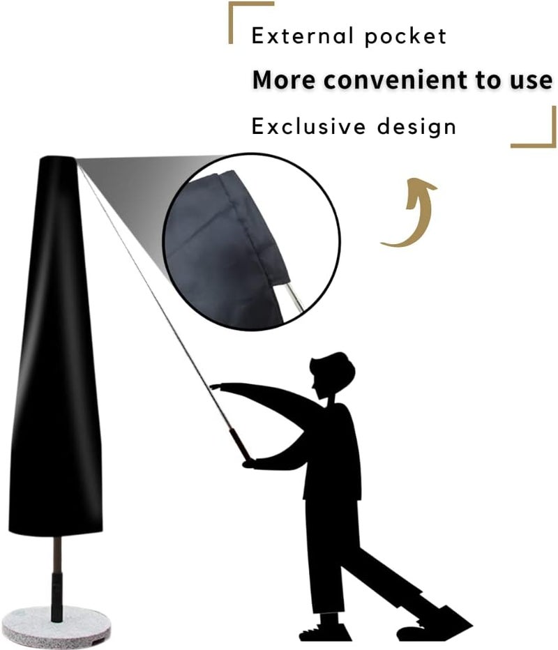 JUNKOGO Patio Umbrella Cover for 7-9ft Straight Pole Market Umbrella, Durable 420D Oxford fabric Umbrella Covers, UV Resistant, Waterproof Parasol Cover with Rod. (Coffee) - Image 3